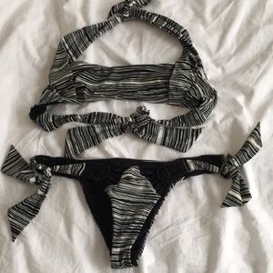Frankie’s Bikinis black and white top and bottom